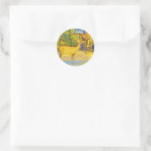 Mosterd gekleurd deer met lichtblauw ronde sticker (Tas)