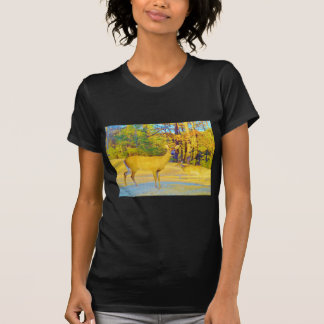 Mosterd gekleurd deer met lichtblauw t-shirt