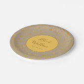 Mosterd gekruid geel takje elegante bruiloft papieren bordje (Gekanteld)