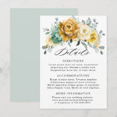 Mosterd Gele Bloemige Salie Trouwdetails Informatiekaartje (Voorkant / Achterkant)