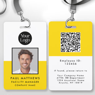 Mosterd Gele Werknemer Foto Bedrijfs-ID Badge