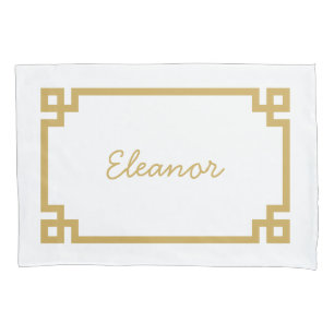 Mosterd Grieks Key Monogram Standaard Kussen Hoesj Kussensloop