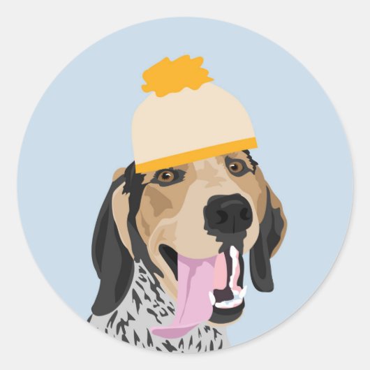 Mosterd Pet Coonhound Ronde Sticker (Voorkant)