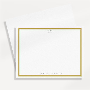 Mosterd rand monogram briefkaart