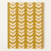 Mosterd Retro Vibe Blad Patroon Monogram Planner (Achterkant)