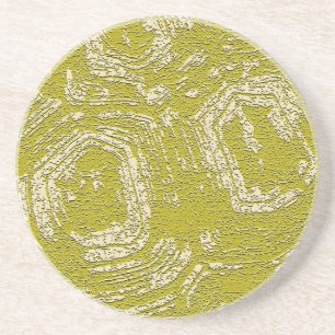 Mosterd Schildpad abstracte print van LeahG Zandsteen Onderzetter