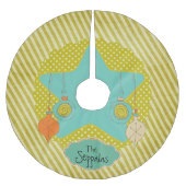 Mosterd Stip en Stripes - Gepersonaliseerde boomro Kerstboom Rok (Voorkant)