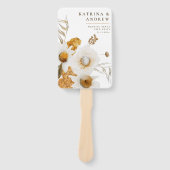 Mosterd Waterverf Floral Wedding Programme Fans Handwaaier (Voorkant)