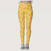Mosterdgeel & Blauw Polka Dot Leggings (Voorkant)