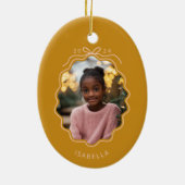 Mosterdgeel Blush Pink Simple Bow Ornament (Achterkant)