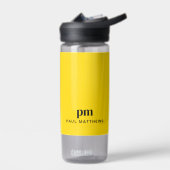 Mosterdgeel Eenvoudig Minimaal Monogram en Naam Waterfles (Links)