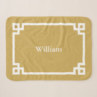 Mosterdgeel en Witte Griekse Sleutel Monogram