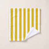 Mosterdgeel en witte verticale strepen bad handdoek (Wasdoekje)