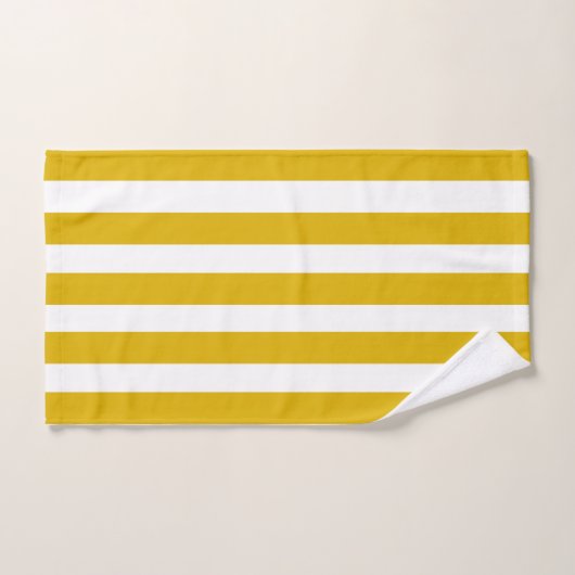 Mosterdgeel en witte verticale strepen bad handdoek (Handdoek)