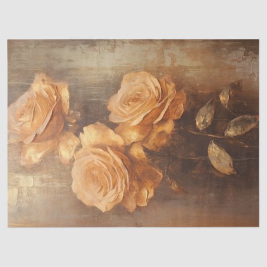 mosterdgeel Franse rozen stoffig groen Tissuepapier (Voorkant)