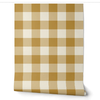 Mosterdgeel grote Buffalo geruite Gingham Behang
