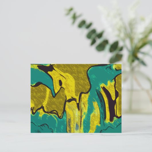 Mosterdgeel Jade groen Abstract Briefkaart (Staand voorkant)