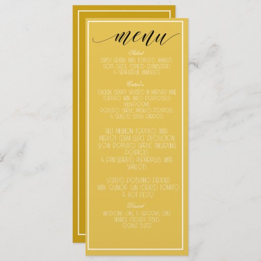 Mosterdgeel minimalistisch menu (Voorkant / Achterkant)