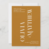 Mosterdgeel minimalistische foto bruiloft + QR cod Kaart (Voorkant)