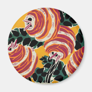 Mosterdgeel & Oranje Art Deco Bloemendecor Magneet