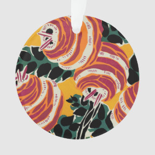 Mosterdgeel & Oranje Art Deco Bloemendecor Ornament