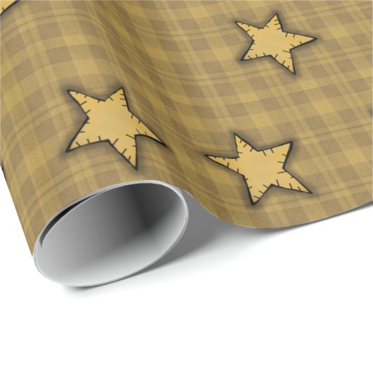 Mosterdgeel Primitive Stars Wrapping Paper Cadeaupapier (Rol Hoek)