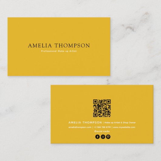 mosterdgeel professionele QR-code Visitekaartje (Voorkant / Achterkant)