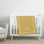 Mosterdgeel Wavy Border Monogrammed Sherpa Deken