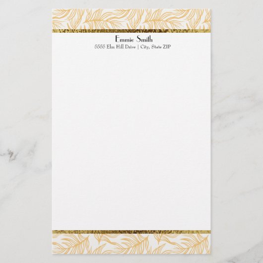 Mosterdgele bladeren en goudmakerij briefpapier (Voorkant)