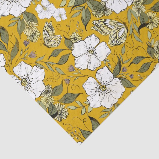 Mosterdvlinder bloemig tissuepapier (Detail)