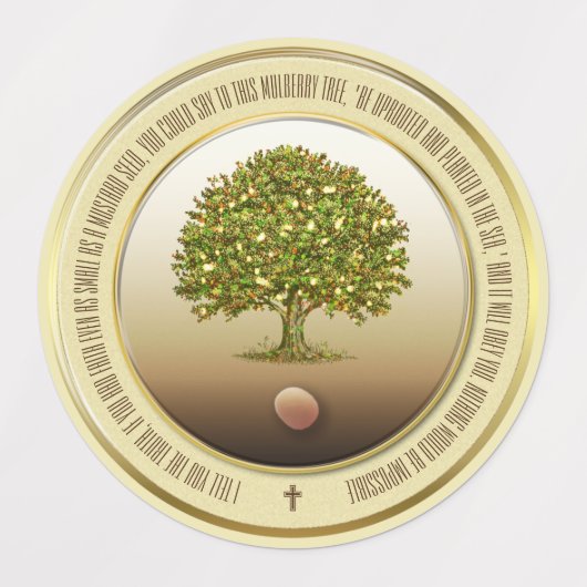 Mosterdzaadbriefpapier, doopcadeau, geloofsgeschen labels (Design 1)