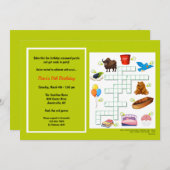 Mot Croisé Puzzle Invitation Anniversaire (Devant / Derrière)