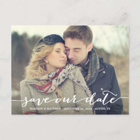 Mot d'amour | Carte postale Enregistrez la date (Devant)
