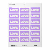 Mot d'amour coloré en Étiquette (Feuille entière)