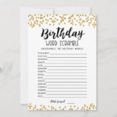 Mot d'anniversaire avec Réponses jeu Carte (Devant)