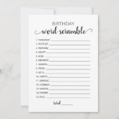 Mot d'anniversaire avec Réponses jeu Carte (Devant)