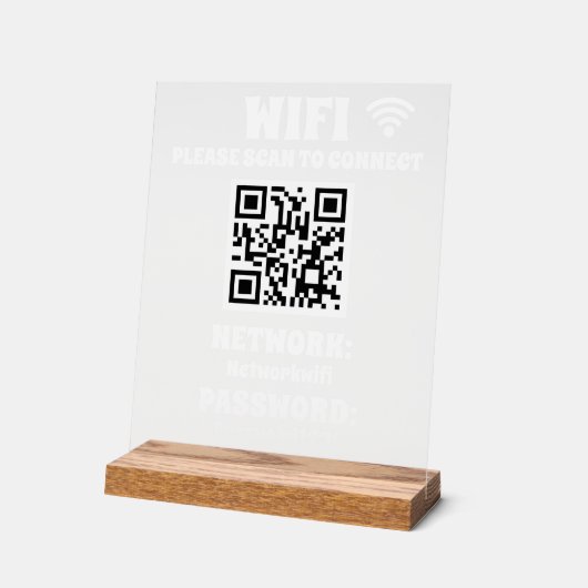 Mot de passe Wifi Code QR blanc moderne et réseau (Angle)