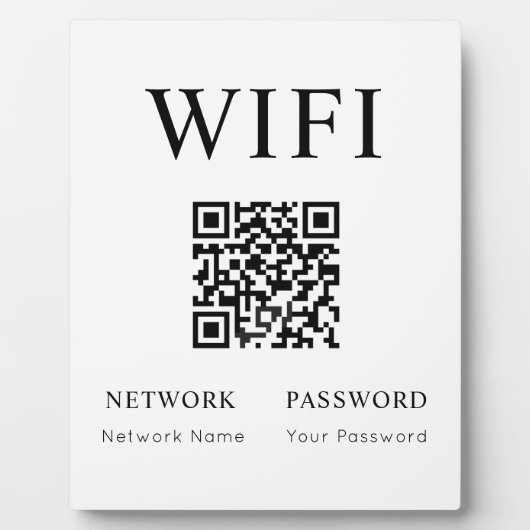 Mot de passe Wifi minimal avec plaque de code QR (Devant)