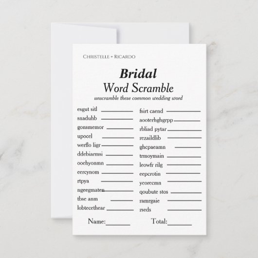 Mot nuptiale griffe nuptiale carte de jeu douche n (Devant)