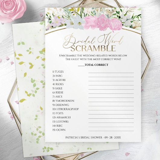 Mot nuptiale Jeu Fleur sauvage Carte Printemps