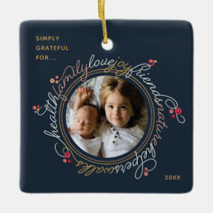 Mot photo Gratitude Wreath Ornement personnalisé