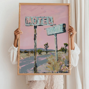 Motel Bord Desertweg Poster Afdruk