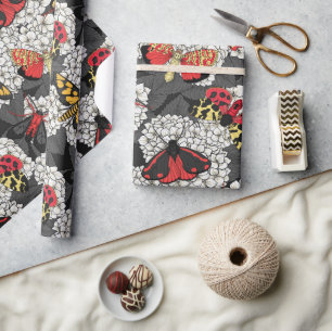 Moten op witte hydrangea cadeaupapier