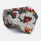 Moten op witte hydrangea stropdas (Opgerold)