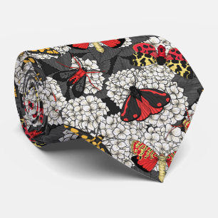 Moten op witte hydrangea stropdas