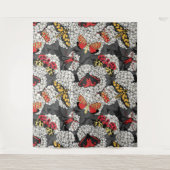 Moten op witte hydrangea wandkleed (Voorkant)