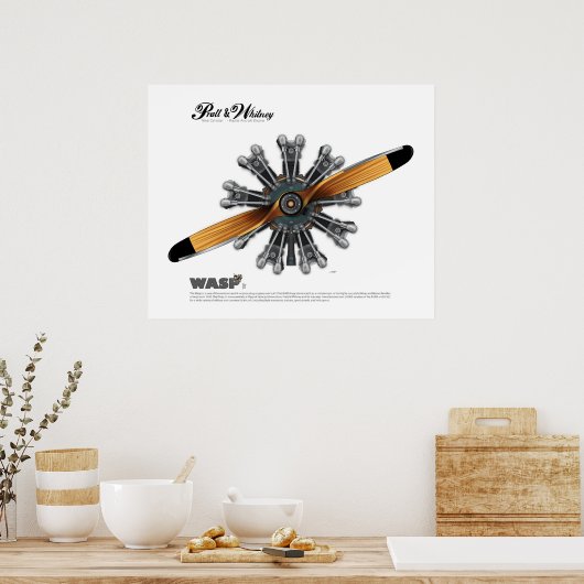 Moteur d'aéronef radial avec affiche d'art (Cuisine)