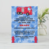 Moteur de camion feu mûre Invitation fête d'annive (Debout devant)