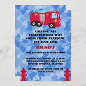 Moteur de camion feu mûre Invitation fête d'annive (Devant / Derrière)