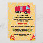 Moteur de camion feu mûre Invitation fête d'annive (Devant / Derrière)